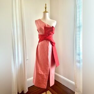KEEPSAKE Pink and Red One Shoulder Dress